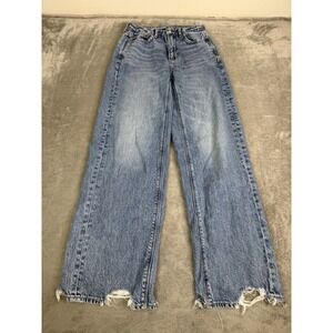 American Eagle Super High-Rise Baggy Wide Leg Jeans Women's Size 00 Blue